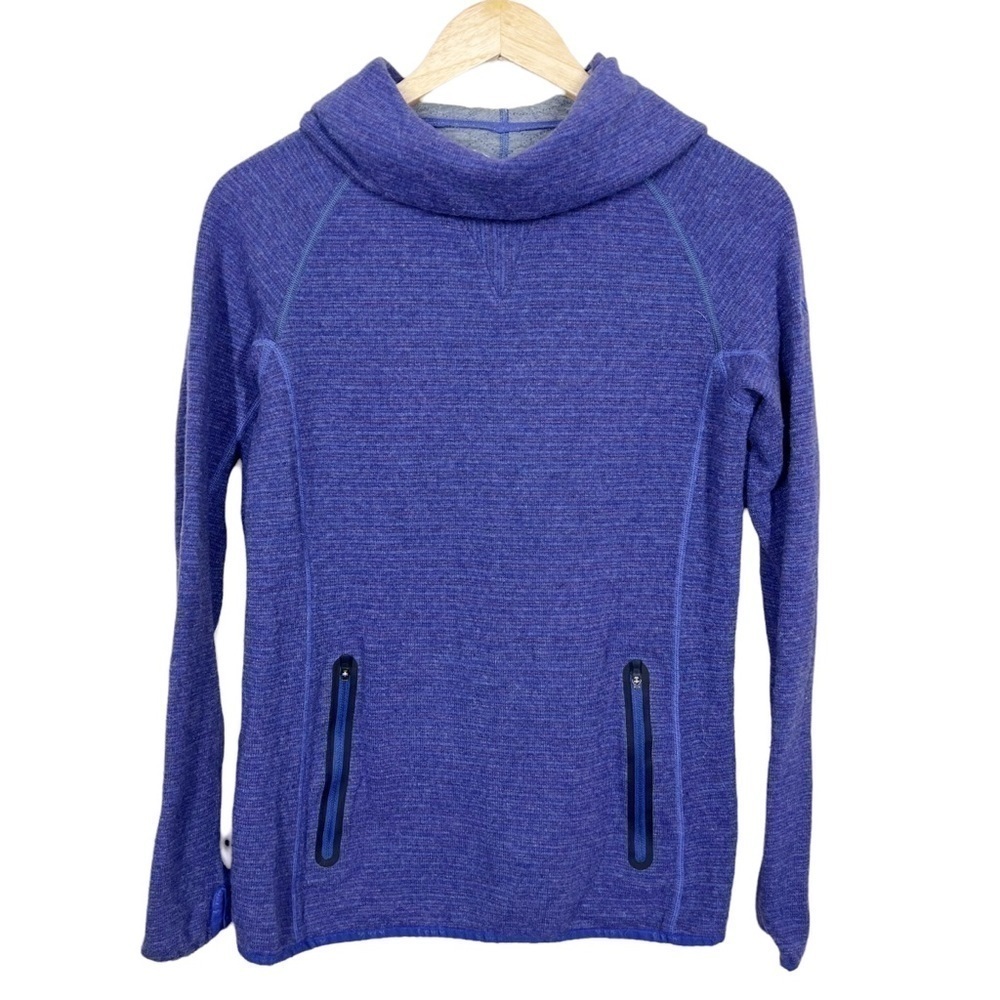 Saucony Indigo Ridge Runner Wool-Blend Funnel Neck Hoodie Sweater Womens Small
